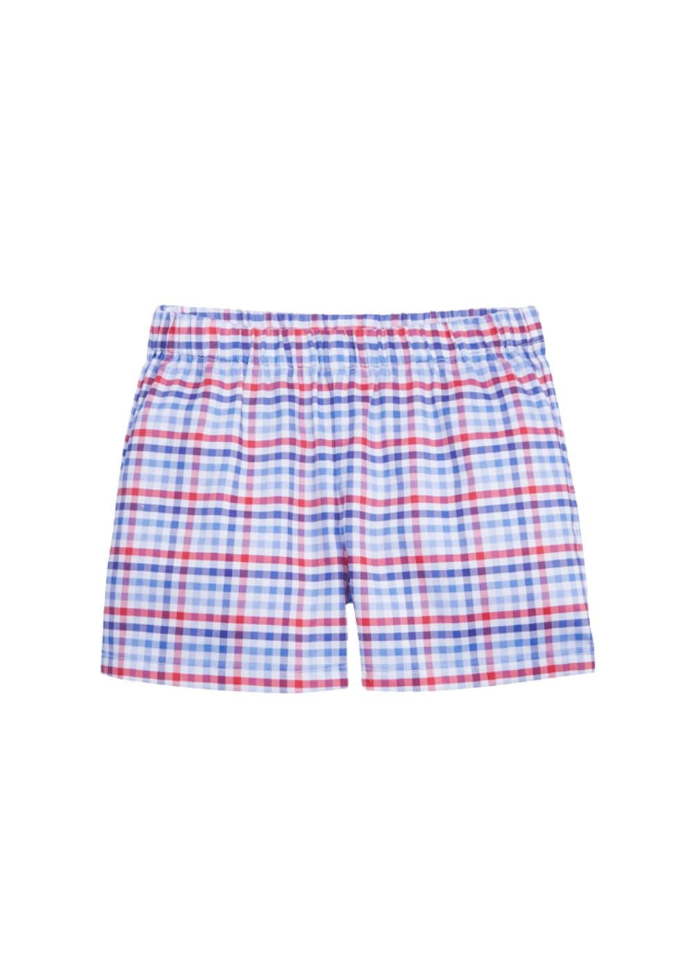 seguridadindustrialcr boy's elastic waist shorts, patriotic plaid for spring