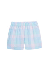 seguridadindustrialcr boy's elastic waist shorts, pink and blue seersucker plaid shorts for spring