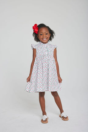 seguridadindustrialcr girl's floral dress for spring, sleeveless style with cherry heart design