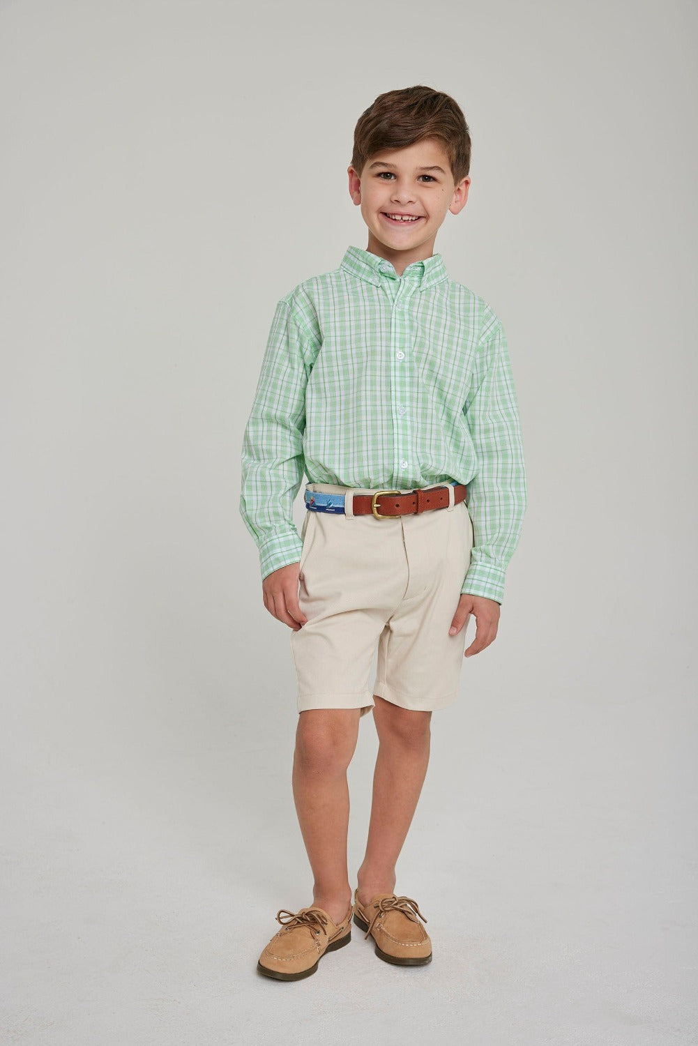 seguridadindustrialcr boy's green plaid button down shirt