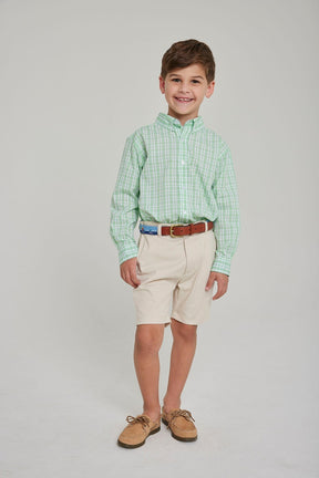 seguridadindustrialcr boy's green plaid button down shirt