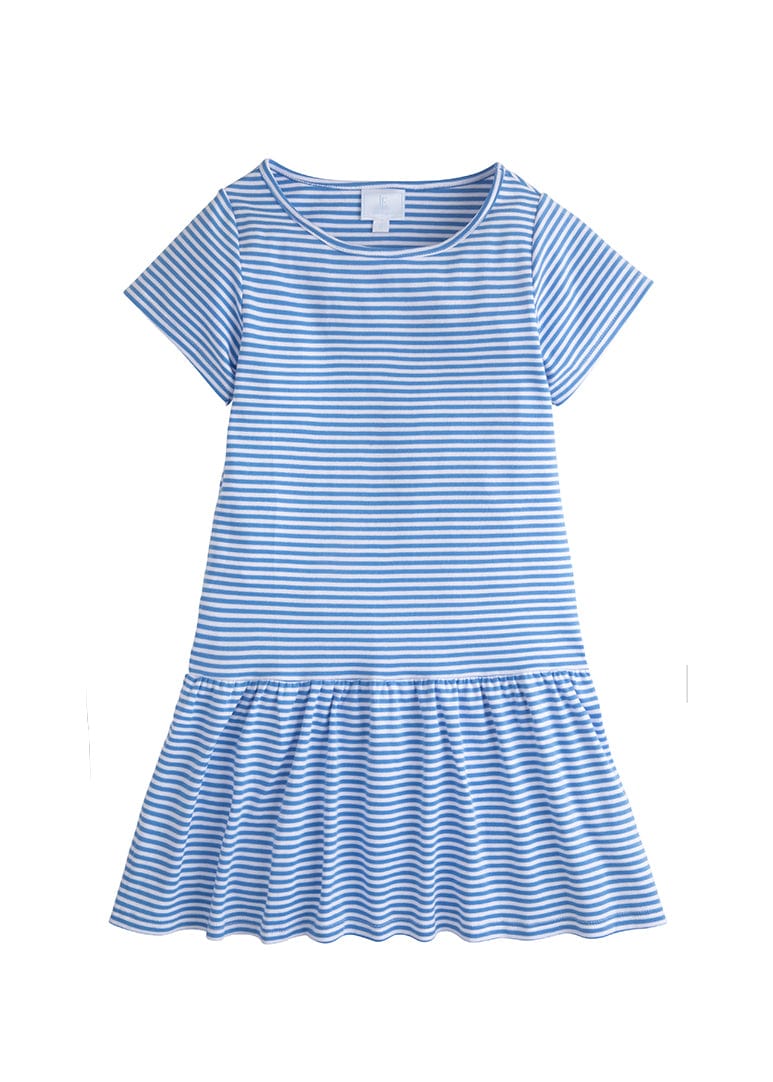 Girl's Blue Striped T Shirt Dress - Casual Wear