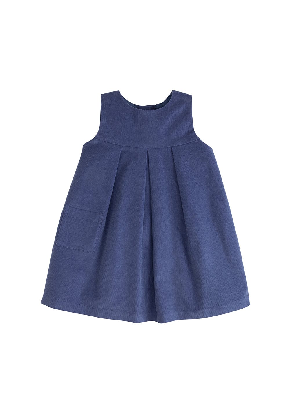 classic childrens clothing little girls jumper with pleats in gray blue corduroy