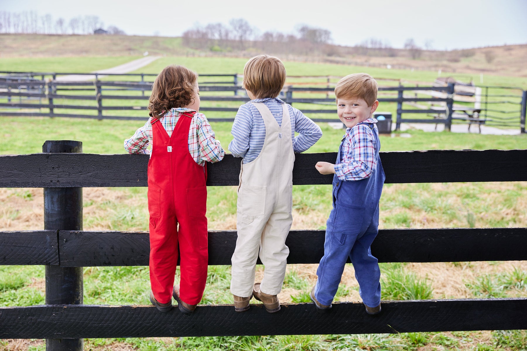 classic childrens clothing boys shirt in green and red plaid with peter pan collar