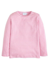 seguridadindustrialcr classic girl's knit striped t-shirt, hot pink and light pink striped long sleeve tee