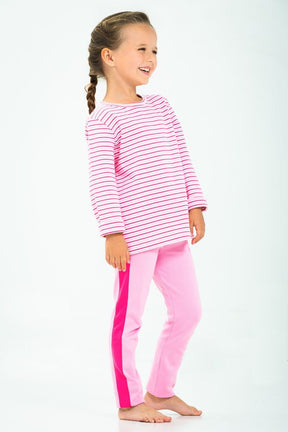seguridadindustrialcr classic girl's knit striped t-shirt, hot pink and light pink striped long sleeve tee