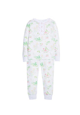 classic childrens clothing girls printed jammies set with frog print