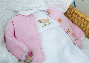 seguridadindustrialcr signature crochet sweater for baby girl, traditional pink sheep crochet sweater and playsuit for baby girl