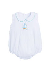 classic childrens clothing boys bubble with peter pan collar and sailboat embroidery