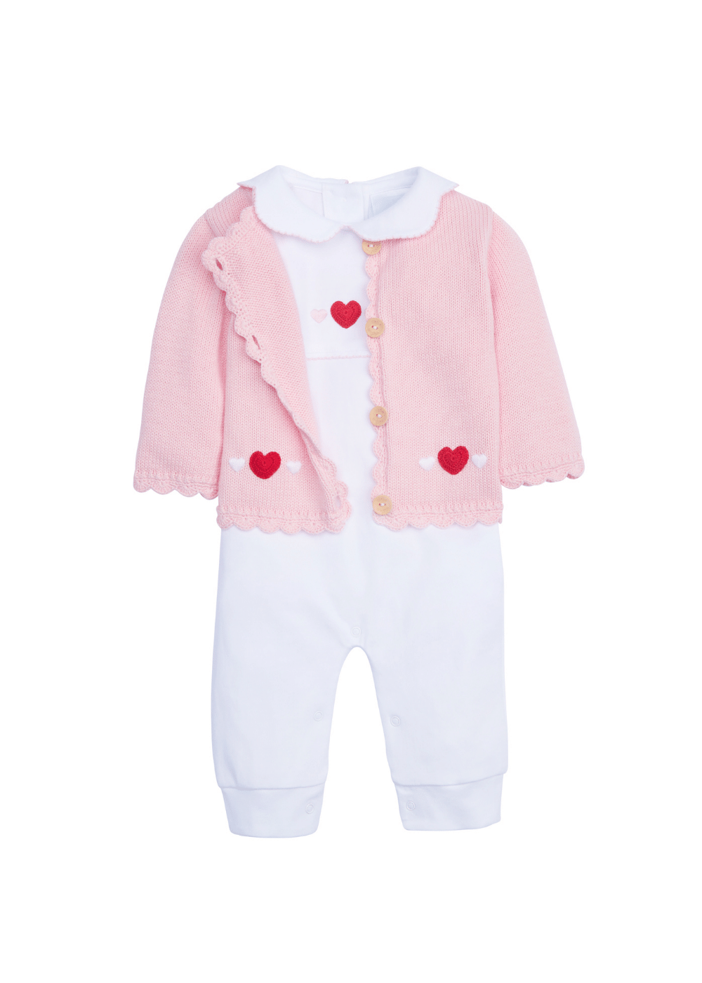 seguridadindustrialcr classic crochet playsuit and sweater with heart details for Valentine's Day