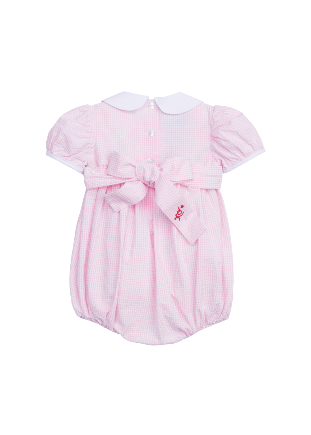 classic childrens clothing girls peter pan bubble with smocking and embroidered hearts 