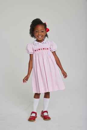 seguridadindustrialcr classic girl's peter pan collar dress with hearts smocking