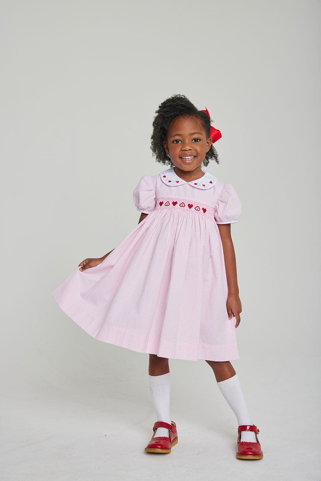 seguridadindustrialcr classic girl's peter pan collar dress with hearts smocking