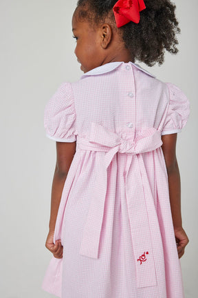 seguridadindustrialcr classic girl's peter pan collar dress with hearts smocking