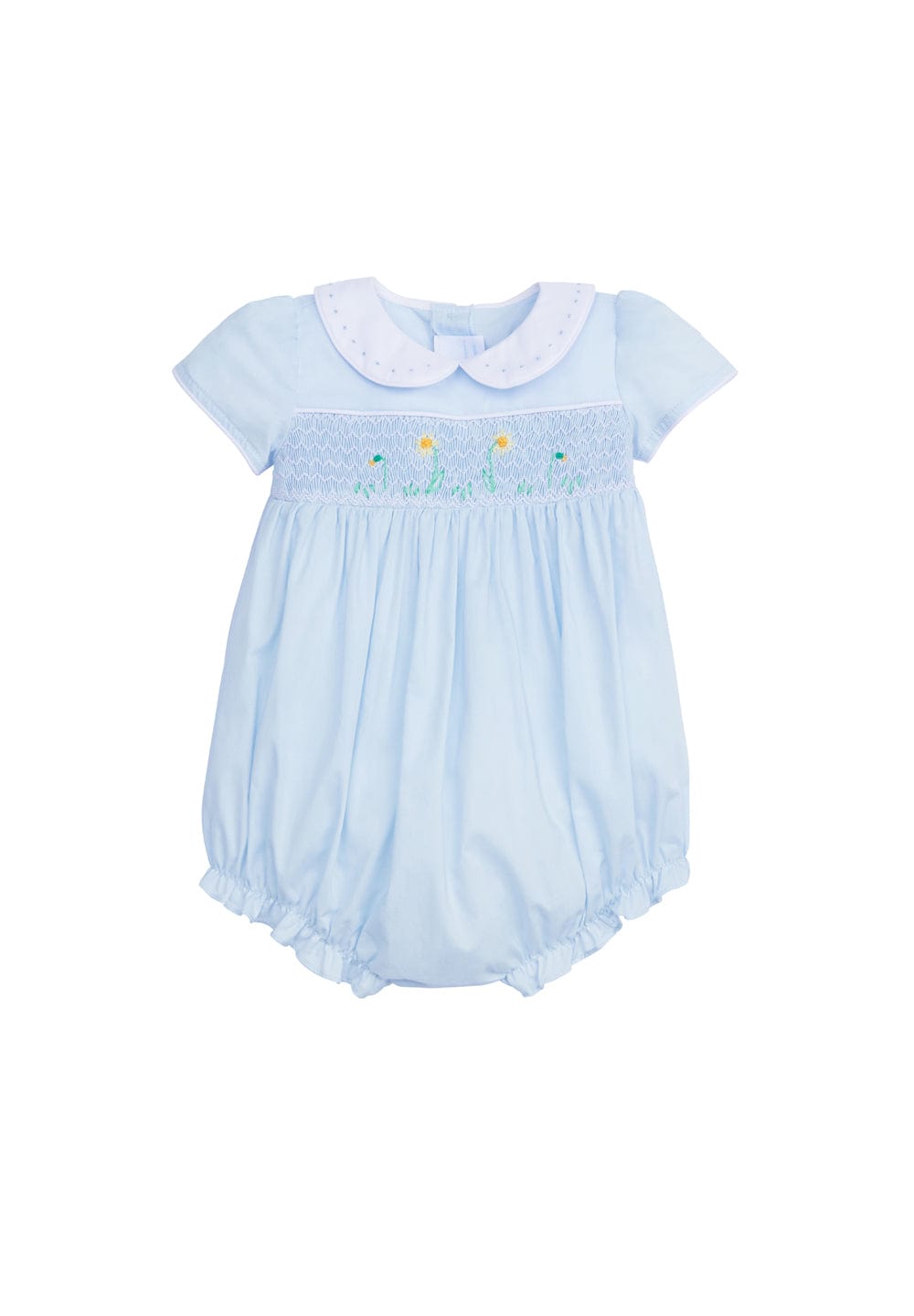seguridadindustrialcr clothing girls light blue bubble with peter pan collar and daffodil smocking detail on chest