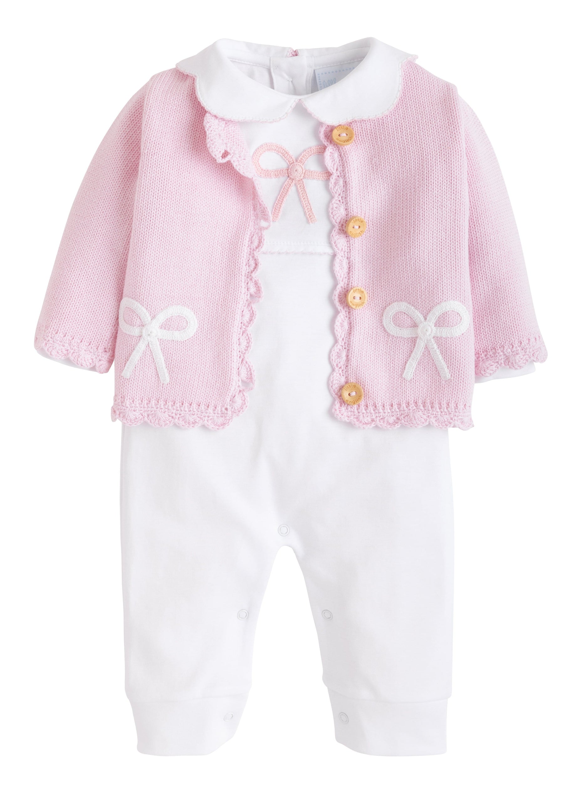 seguridadindustrialcr traditional baby clothing, signature crochet sweater with pink bow for baby girl