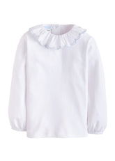 seguridadindustrialcr classic girl's clothing, girl's traditional knit blouse with light blue woven trim