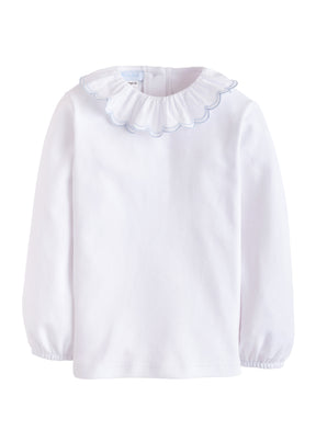 seguridadindustrialcr classic girl's clothing, girl's traditional knit blouse with light blue woven trim