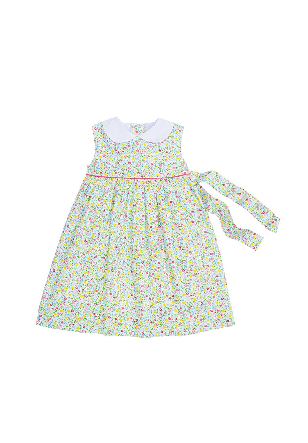 classic childrens clothing girls bright floral dress with peter pan collar