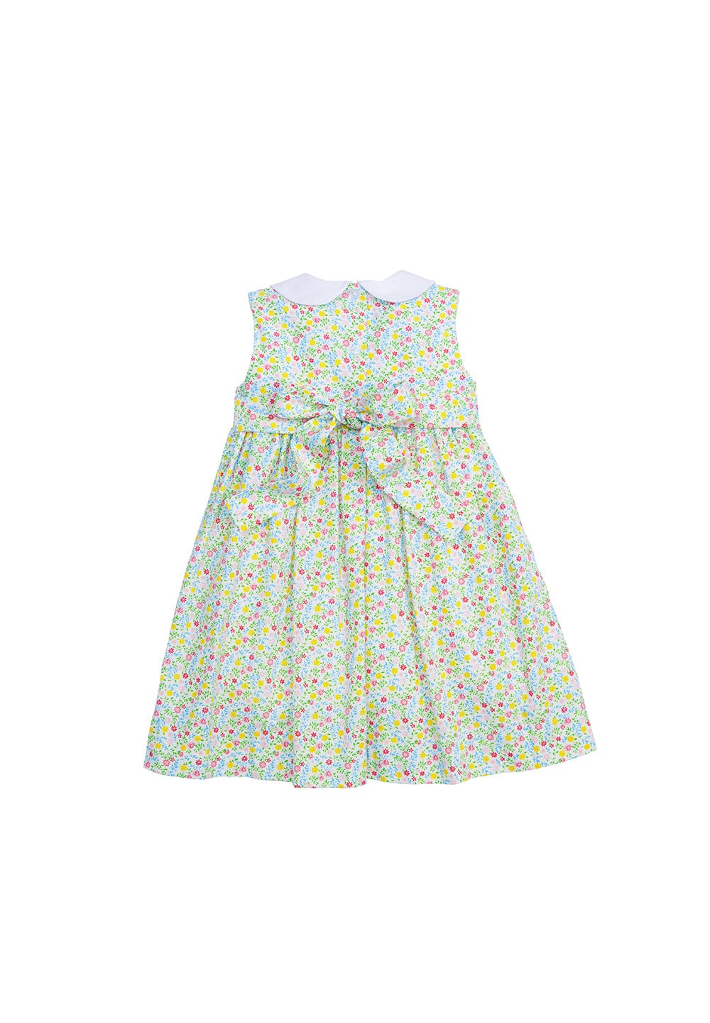 classic childrens clothing girls bright floral dress with peter pan collar