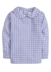 seguridadindustrialcr classic children's clothing, boy's traditional peter pan collar plaid shirt for fall