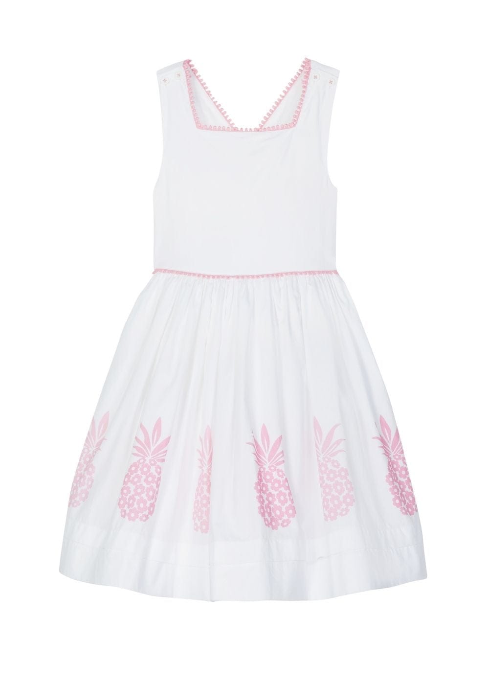 seguridadindustrialcr girl's white sundress with pineapples at the hem