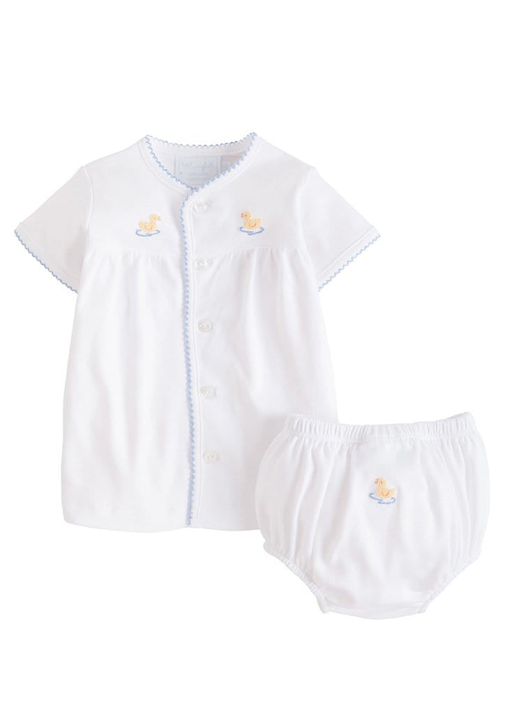 Pinpoint Layette Knit Set - Duck