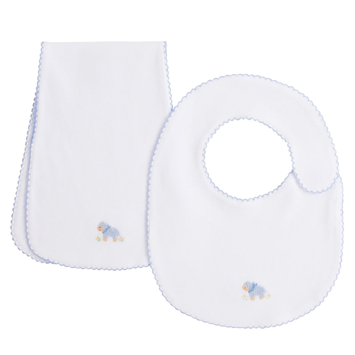 Pinpoint Bib N' Burp Set-Boy Sheep, seguridadindustrialcr, classic children's clothing, preppy children's clothing, traditional children's clothing, classic baby clothing, traditional baby clothing