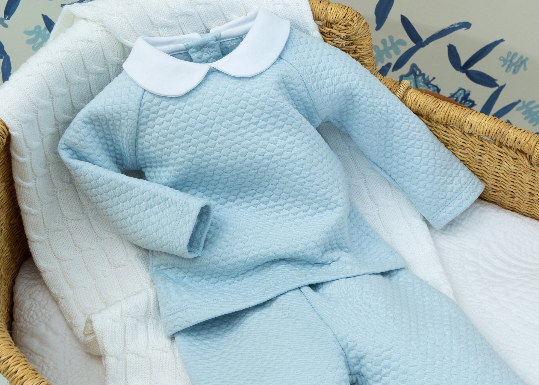 seguridadindustrialcr traditional baby clothing, little boy's quilted sleep set in light blue