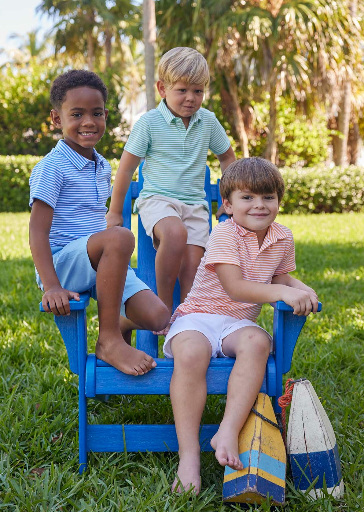 Short Sleeve Striped Polo - Orange