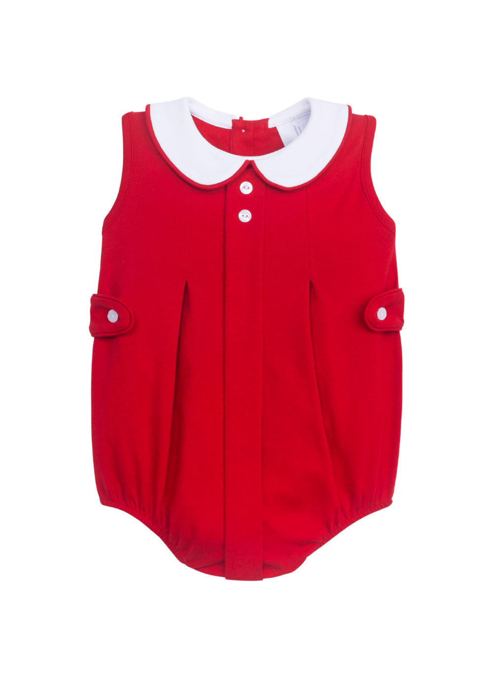 classic childrens clothing boys sleeveless bubble with peter pan collar in red