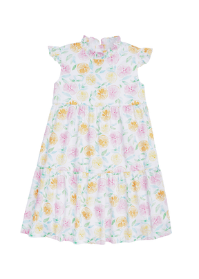 classic childrens clothing girls dress with ruffled collar and sleeves in citrus print