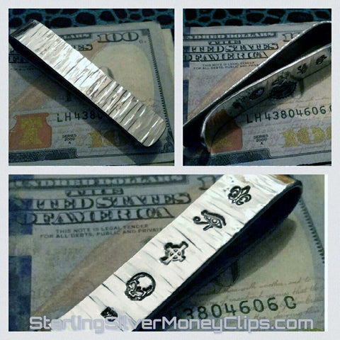Ridge Hammered Totem 925 935 Argentium Sterling Silver money clip