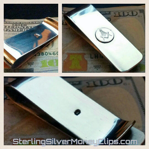 Sleek Freemason 925 935 Argentium Sterling Silver money clip