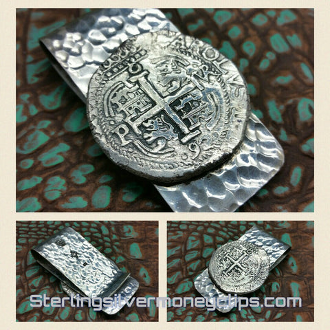 Hammered 1692 Piece of Eight 925 935 Argentium Sterling Silver money clip