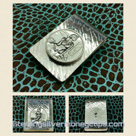 Diagonal Ridge Hammered Elemental Egyptian God Series Cleopatra bullion 925 935 Argentium Sterling Silver money clip