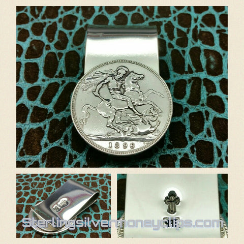 Sleek British 1896 Dragon Slayer 925 935 Argentium Sterling Silver money clip