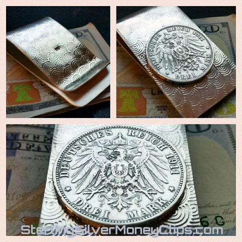 Dragonscale German 1911 Drei Mark 925 935 Argentium Sterling Silver money clip