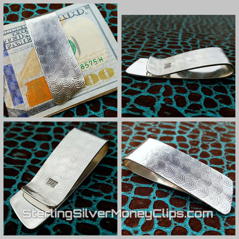 Dragonscale diagonal edge 925 935 Argentium Sterling Silver money clip