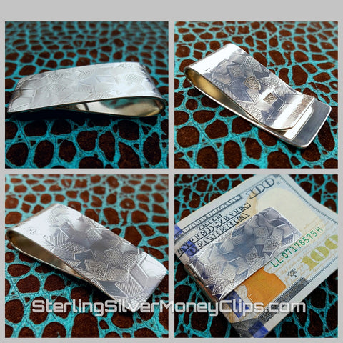 Shattered Classic 925 935 Argentium Sterling Silver money clip