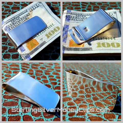 Simple Sleek Classic 925 935 Argentium Sterling Silver money clip