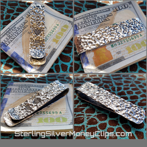 Superior Ultra Thick European Cut Hammered Full Fold 925 935 Argentium Sterling Silver money clip