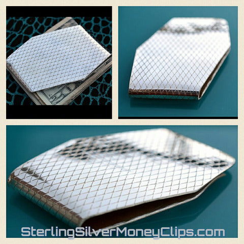 Diamond Full Fold Corner Cut big huge 925 935 Argentium Sterling Silver money clip