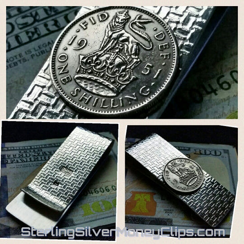 Tetris British 1951 Shilling 925 935 Argentium Sterling Silver money clip