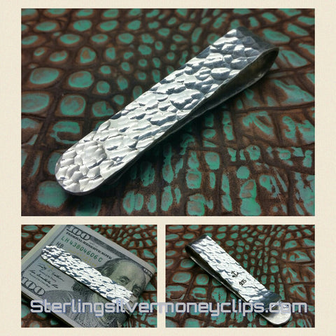 Skinny Hammered Ultra Thick 925 935 Argentium Sterling Silver money clip