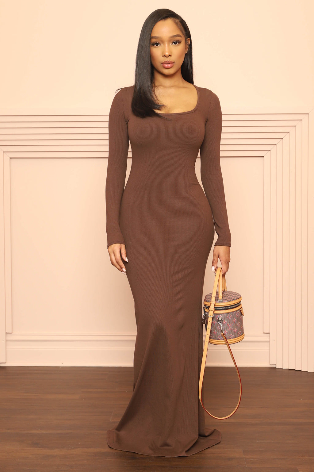 Endless Night Scoop Neck Snatched Maxi Dress - Cocoa - grundigemergencyradio