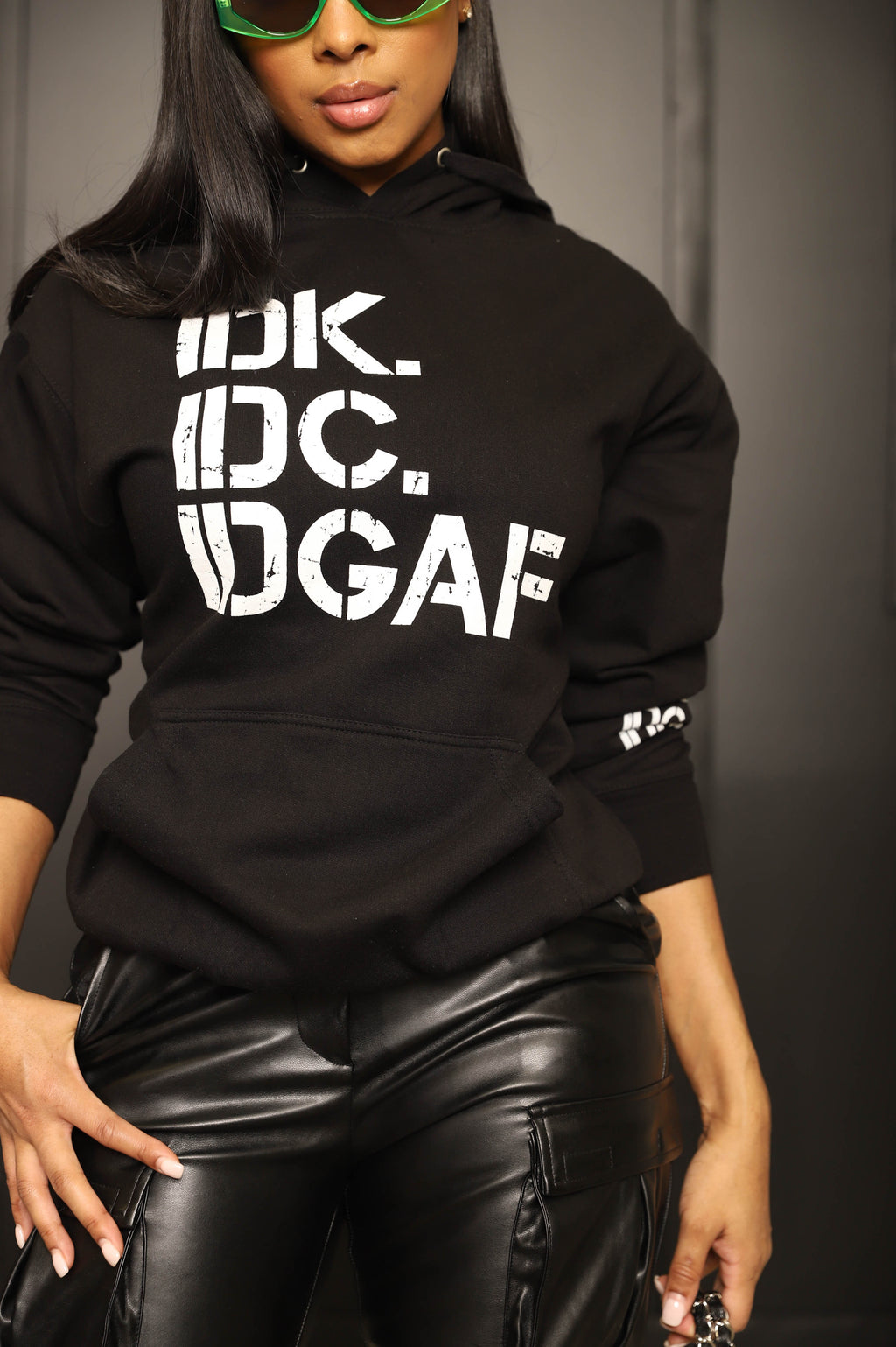 IDK, IDC Graphic Pullover Hoodie - Black - grundigemergencyradio