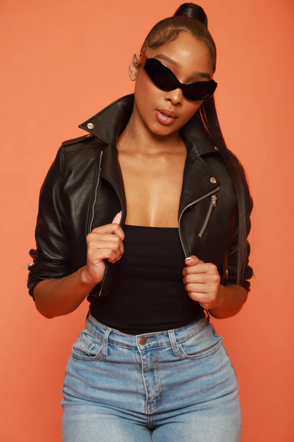 After Dark Faux Leather Cropped Jacket - Black - grundigemergencyradio