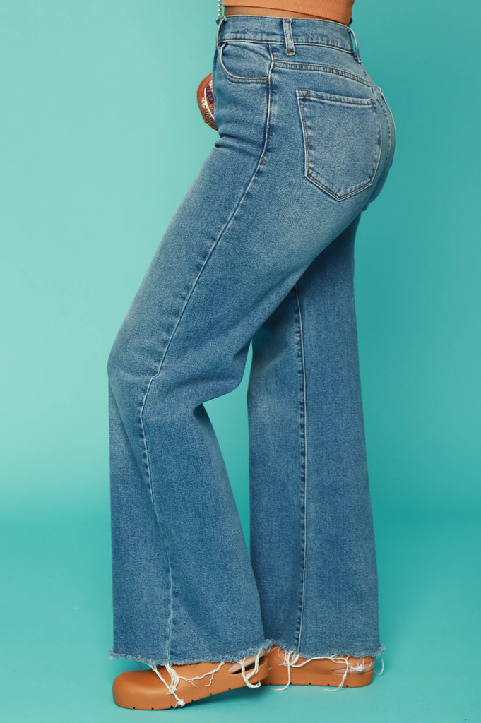 Up Close High Waist Bootcut Jeans - Medium Wash - grundigemergencyradio