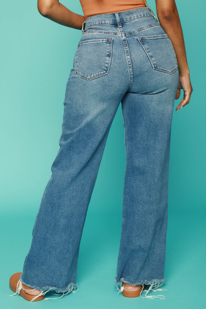 Up Close High Waist Bootcut Jeans - Medium Wash - grundigemergencyradio